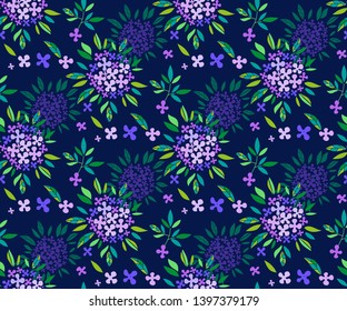Vector Hydrangea round bouquet seamless pattern. Floral stock vector illustration