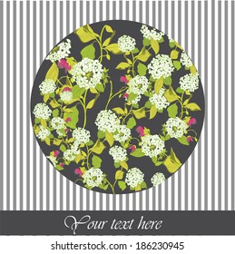 Vector hydrangea spring floral vintage hand drawn  card