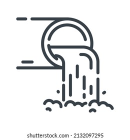 Vector hydroelectric power station line icon isolated on transparent background. Dam and water outlet symbol