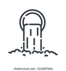 Vector hydroelectric power station line icon isolated on transparent background. Dam and water outlet symbol