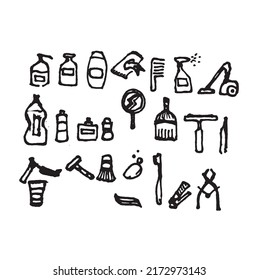 Vector Hygiene and Sanitation Icon set, Hand Illustration.