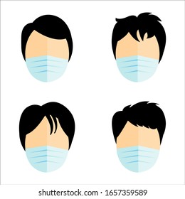 marca vectorial de higiene, protección contra virus, gripe, contaminación del aire,  