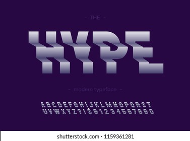 Vector hype bold typeface 3d typography sans serif for poster, decoration, promotion, book, t shirt, sale banner, printing on fabric. Cool modern alphabet. Trendy font. 10 eps