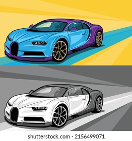 Vector Hyper Cars Blue Purple and White