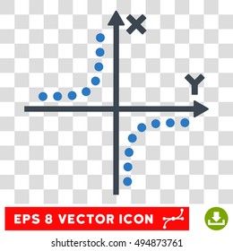 Vector Hyperbola Plot EPS vector pictogram. Illustration style is flat iconic bicolor smooth blue symbol on a transparent background.