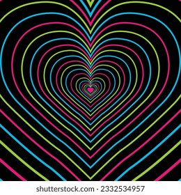Vector Hypnotic Heart with Striped Love Illustration