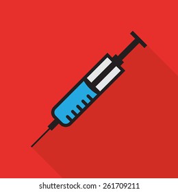 Vector Hypodermic Needle Flat Design Long Shadow