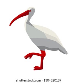 Vector ibis illustration on white background as a symbol of Japan. Isolated hand drawn silhouette in low poly style. Modern design art template for a modern logo or banner