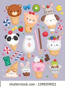 a vector of ice cream with animal shape