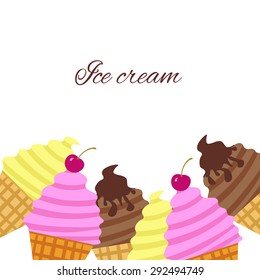Vector  ice cream background. Elements for dessert menu. 