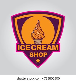 Vector ice cream badge and sign