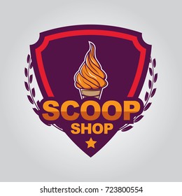 Vector ice cream badge and sign