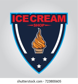 Vector ice cream badge and sign