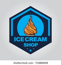 Vector ice cream badge and sign