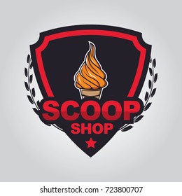 Vector ice cream badge and sign