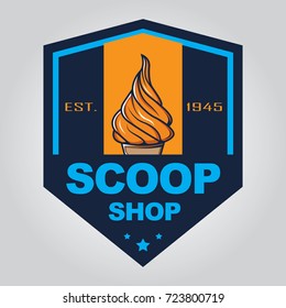 Vector ice cream badge and sign