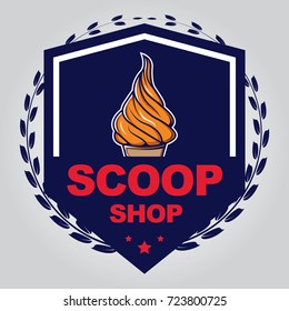Vector ice cream badge and sign