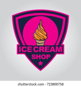 Vector ice cream badge and sign