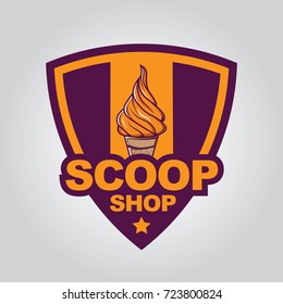 Vector ice cream badge and sign