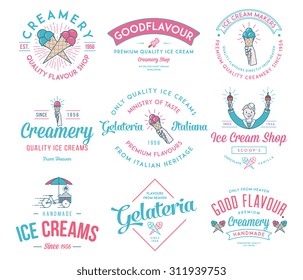 Vector ice cream badges and signs for any use