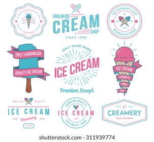 Vector ice cream badges and signs for any use