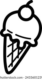 a vector of an ice cream in black and white coloring