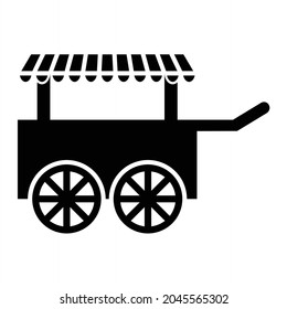 Vector Ice Cream Cart Glyph Icon Design
