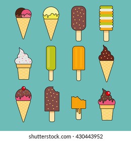 Vector ice cream collection set
