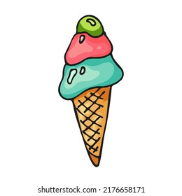Vector ice cream color doodle illustrations