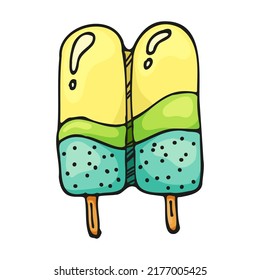 Vector ice cream color doodle illustrations