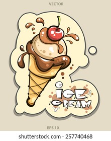 vector. ice cream. ice cone