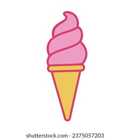 vector ice cream cone cartoon icon illustration. sweet food icon concept isolated.