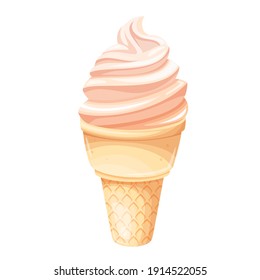 Vector ice cream cone icon. Illustration summer refreshing dessert for menu design street cafe.