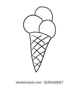 Vector ice cream cone. Ice cream cone icon linear logo mark in black and white