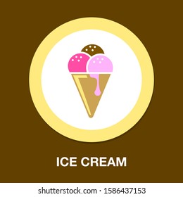 Vector Ice Cream Cone Illustration Isolated. Summer Dessert Food - Ice Cream Symbol