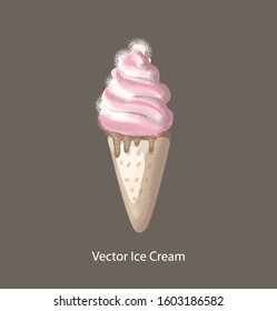 Vector ice cream cone isolated on dark background