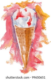 Vector Ice Cream Cone with jam