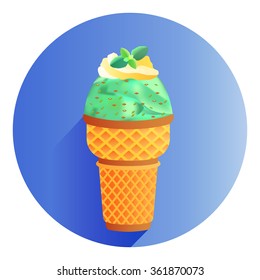 Vector ice cream cone. Realistic art