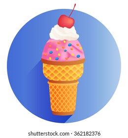 Vector ice cream cone. Realistic art