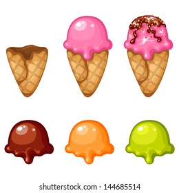 vector ice cream cone set