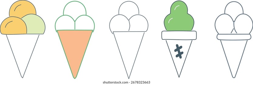 Vector Ice Cream Cones in Various Styles