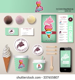 Vector Ice Cream Corporate Identity Template Design Set. Branding Mock Up.