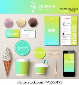 Vector Ice Cream Corporate Identity Template Design Set. Branding Mock Up.