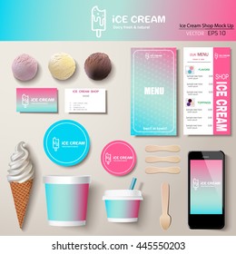 Vector Ice Cream Corporate Identity Template Design Set. Branding Mock Up.