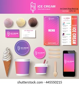 Vector Ice Cream Corporate Identity Template Design Set. Branding Mock Up.