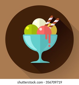 Vector Ice Cream in cup icon. Flat designed style.