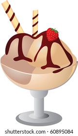 vector of ice cream cup over white