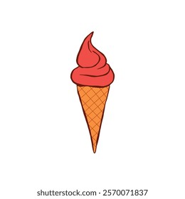 Vector Ice Cream Design Featuring Scoop on Waffle Cone for Food-Themed Projects