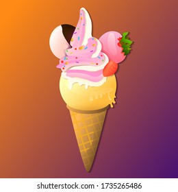 Vector ice cream, dessert, graphic illustration