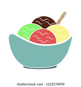 Vector ice cream dessert illustration isolated - chocolate, vanilla, waffle and candy symbol